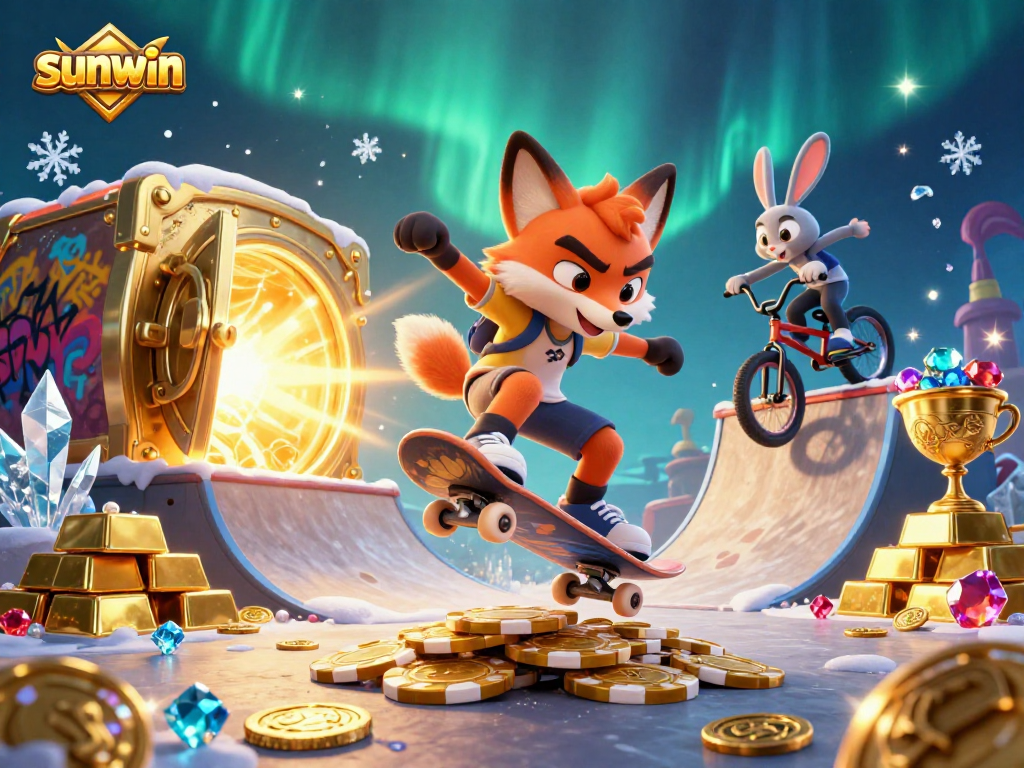Experience the excitement of sunwin with a vibrant 3D casino scene showcasing wild gaming action.