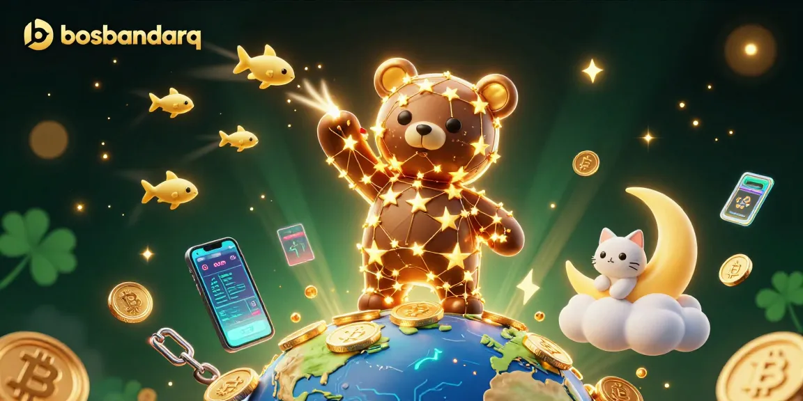 Experience exciting gameplay at bosbandarq with neon crypto coins and vibrant casino elements.