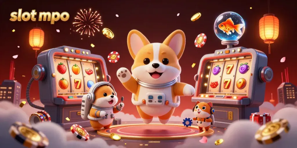 Engage in the exciting slot mpo experience with a dynamic space-themed casino illustration.