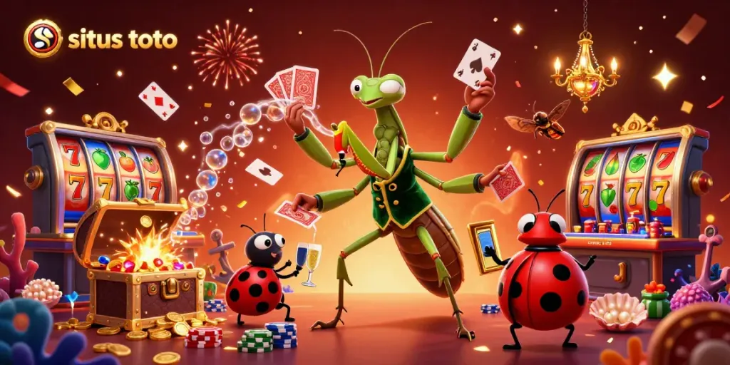 Experience excitement at situs toto with vibrant slots and mischievous critters in a lively casino.