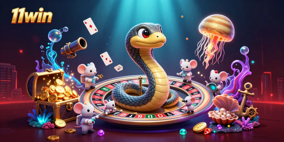 Experience 11win's thrilling gaming atmosphere with cosmic characters and vibrant underwater treasures.