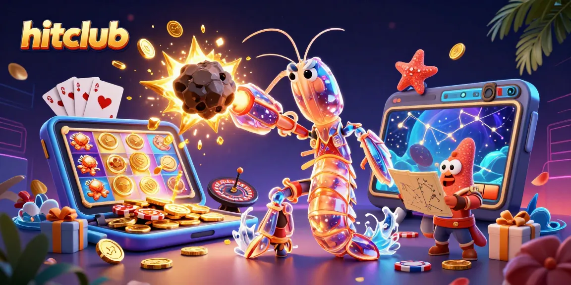 Hitclub features a captivating scene with a galactic samurai fighting for riches amidst vibrant casino games.